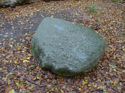Foto Stein mit angeblichen Fußabdrücken